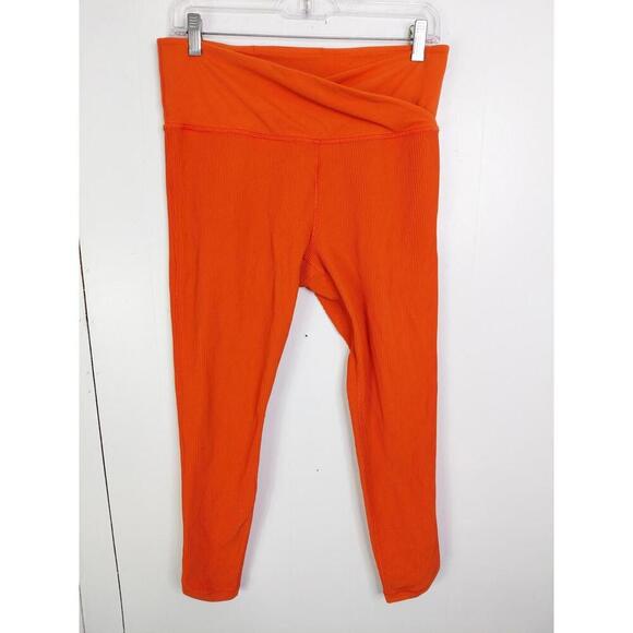 Athleta Leggings Womens Large Elation Crossover Waist Ribbed Workout Tight - Picture 1 of 10